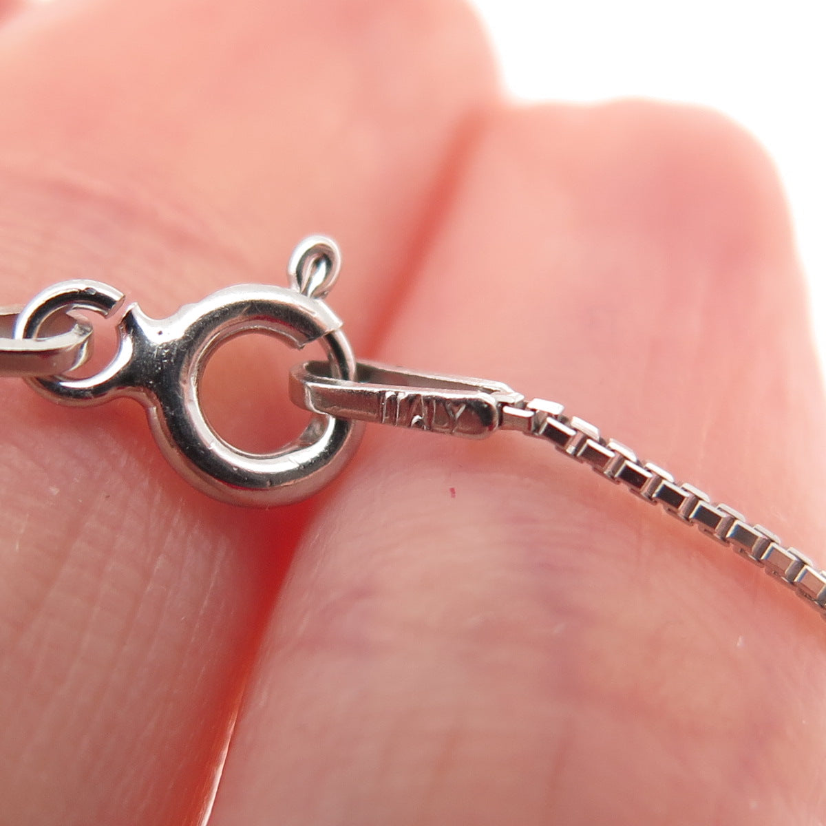 925 Sterling Silver Italy Round & Princess-Cut C Z Box Chain Necklace 16"
