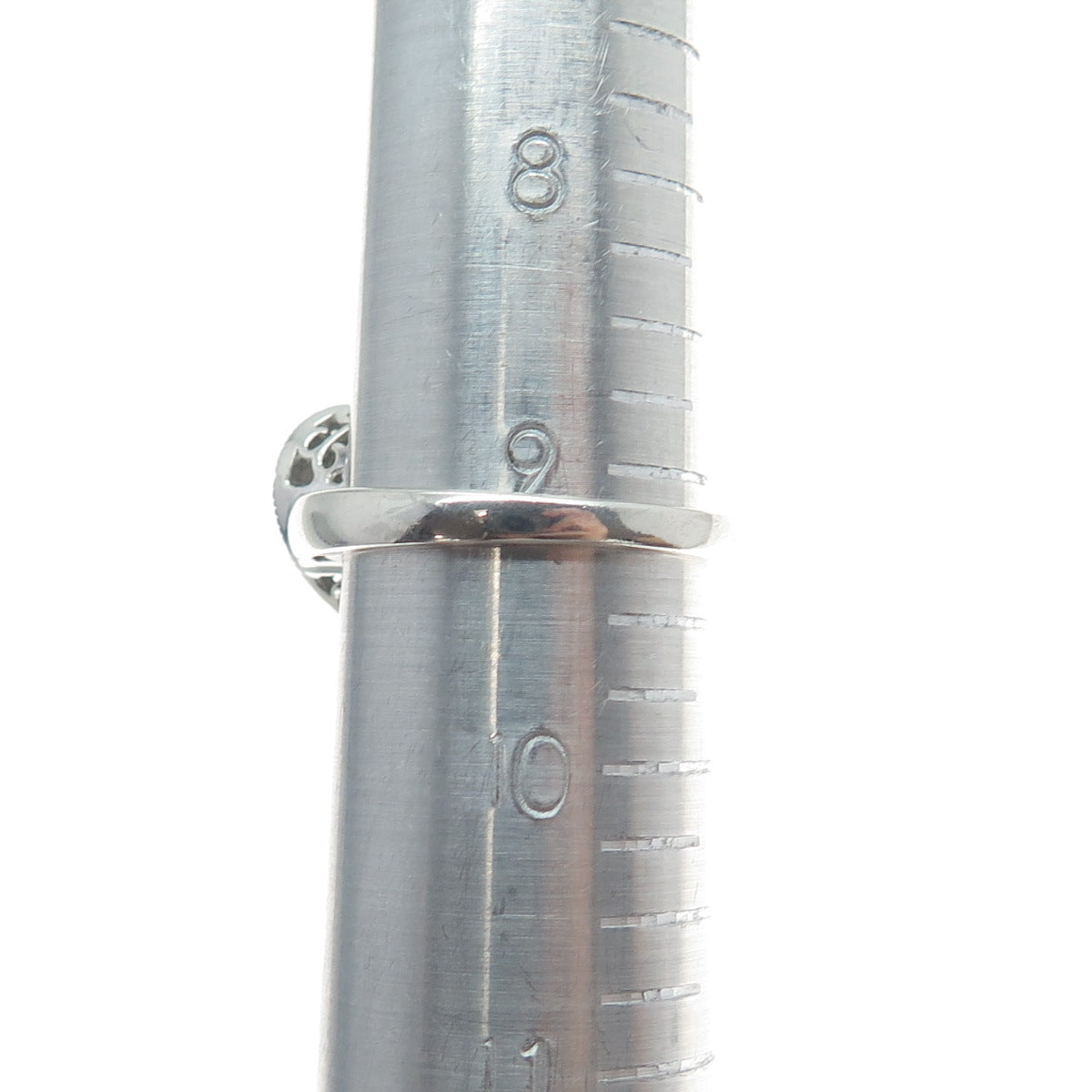 925 Sterling Silver Real Round-Cut Diamond Heart Ring Size 9.25