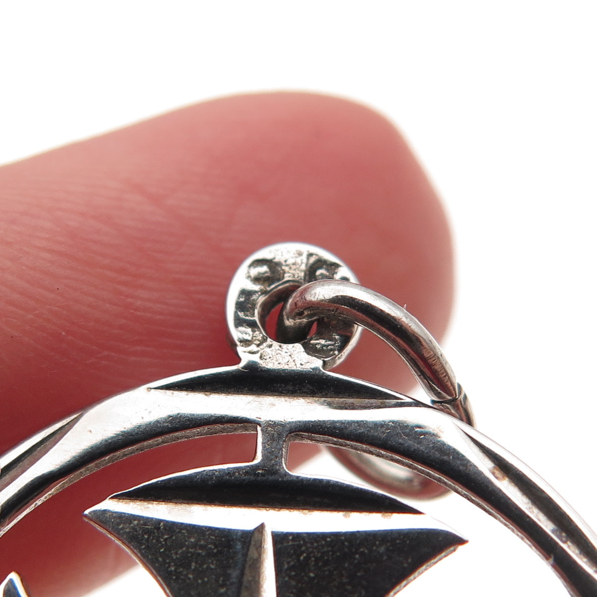 925 Sterling Silver Vintage Cross Round Charm Pendant