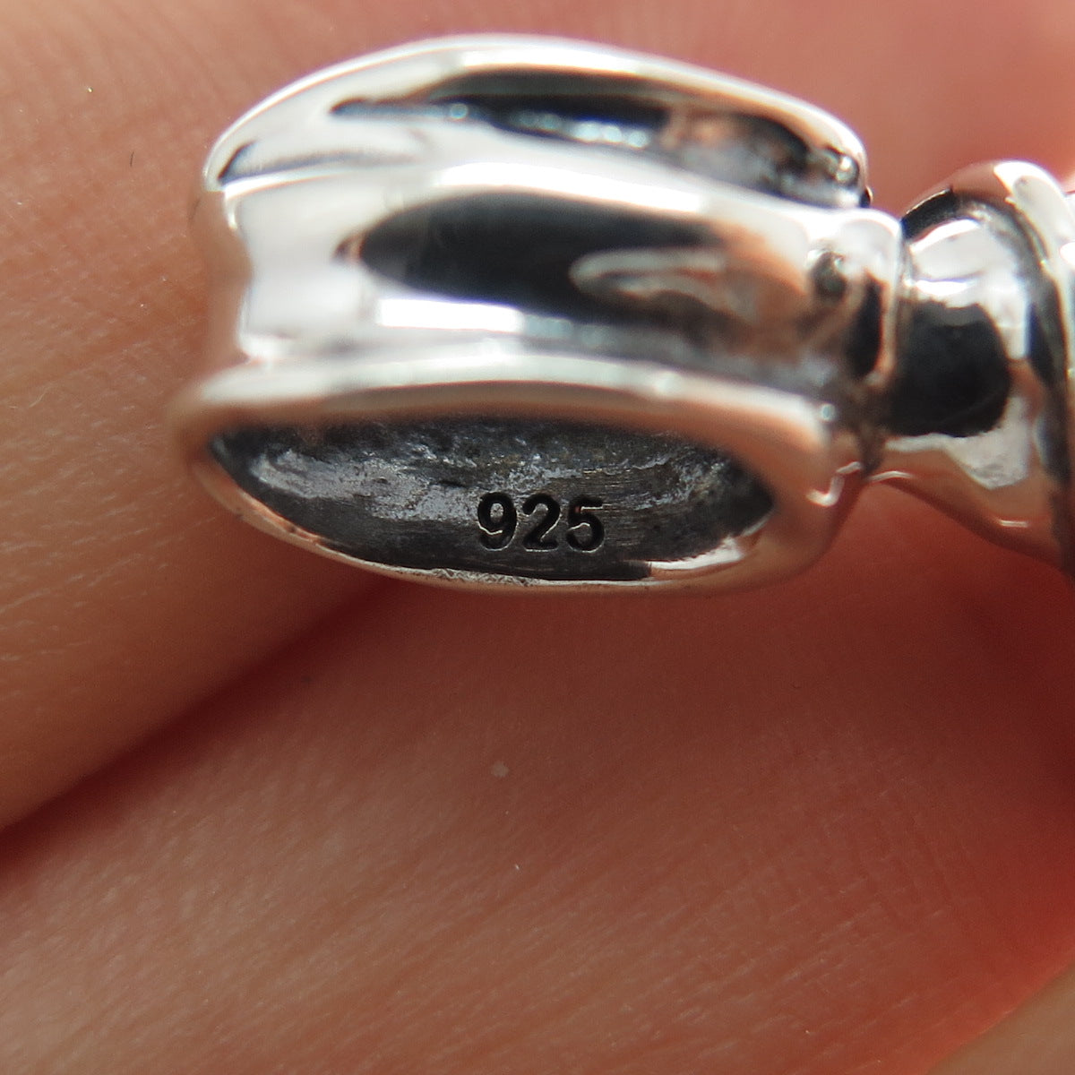 925 Sterling Silver Vintage Real Tyrone Turquoise Modernist Charm Pendant