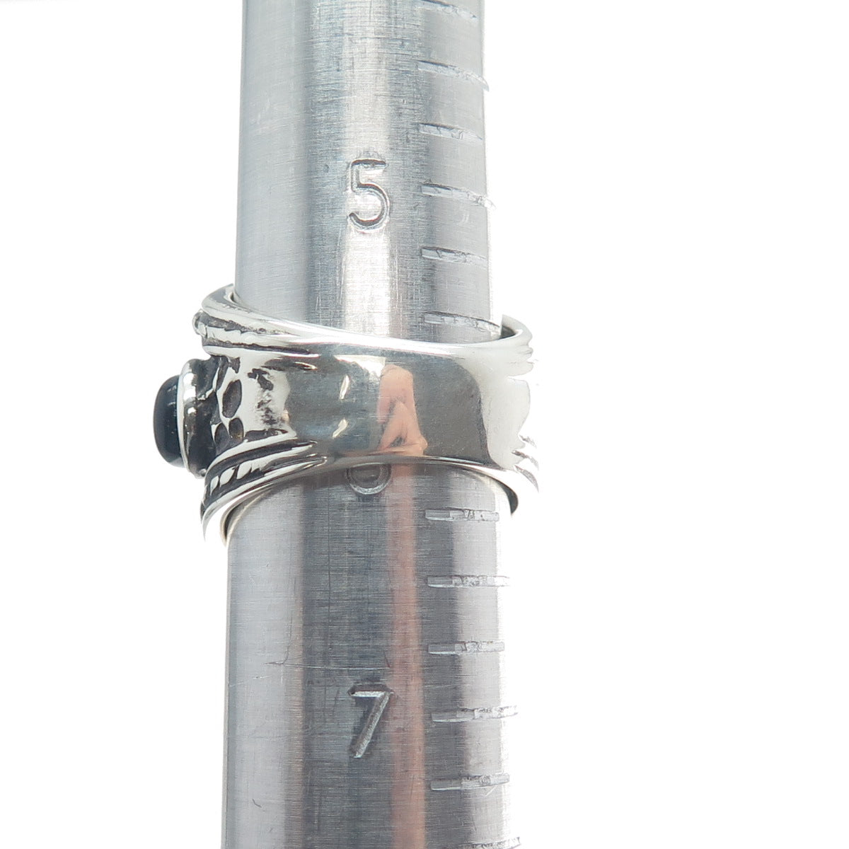 925 Sterling Silver Vintage WW Hong Kong Real Red Jade & Black Onyx Ring Size 6