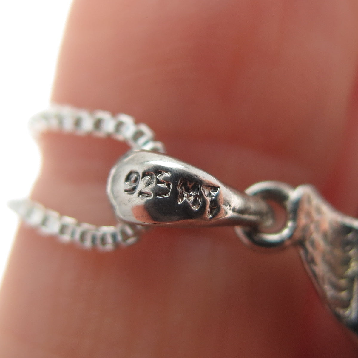 925 Sterling Silver Oval-Cut C Z Dolphin Box Chain Necklace 18"