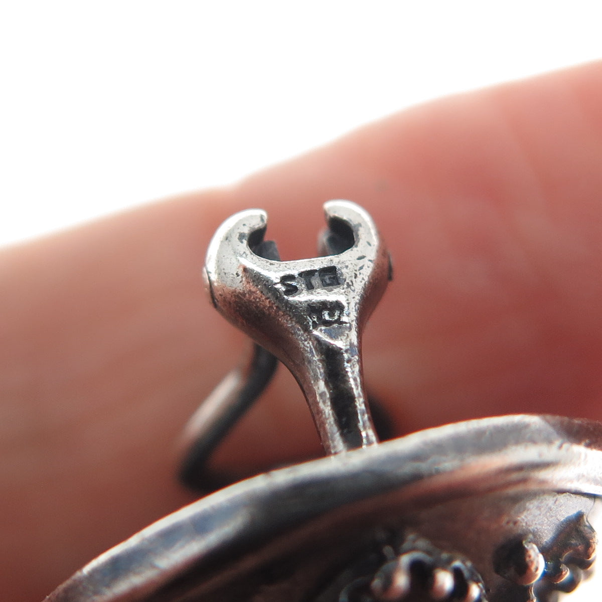 925 Sterling Silver Vintage Real Opal Granulated Oxidized Clip On Earrings