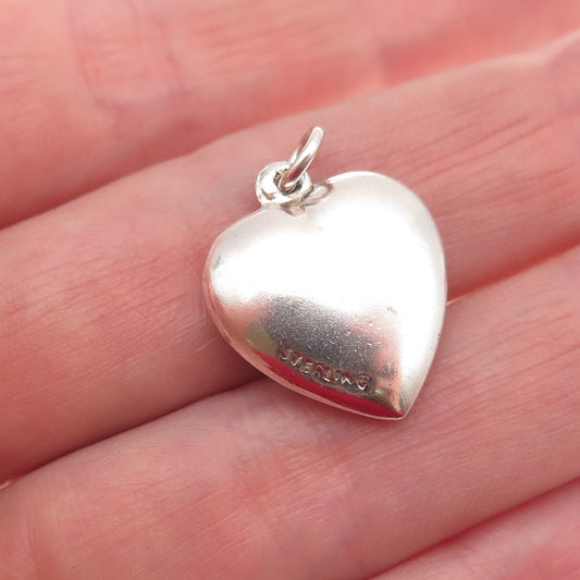 925 Sterling Antique Enamel We Make A Good Pear Chatelaine Heart Mini Pendant