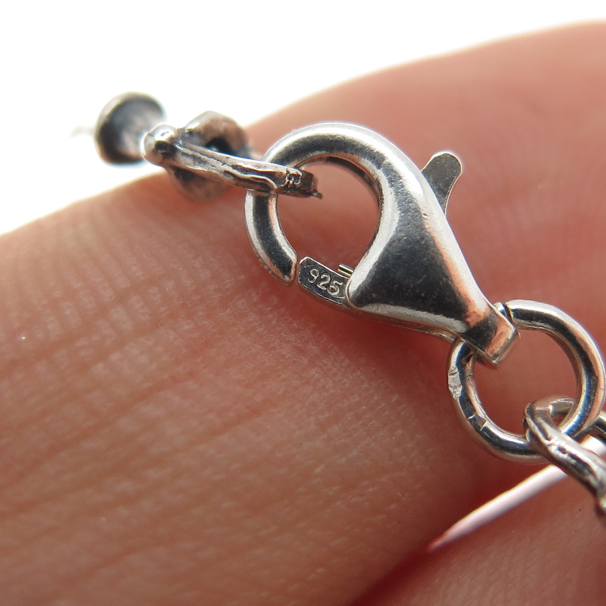 925 Sterling Silver Vintage Real Pearl Flower Blossom Chain Necklace 16"