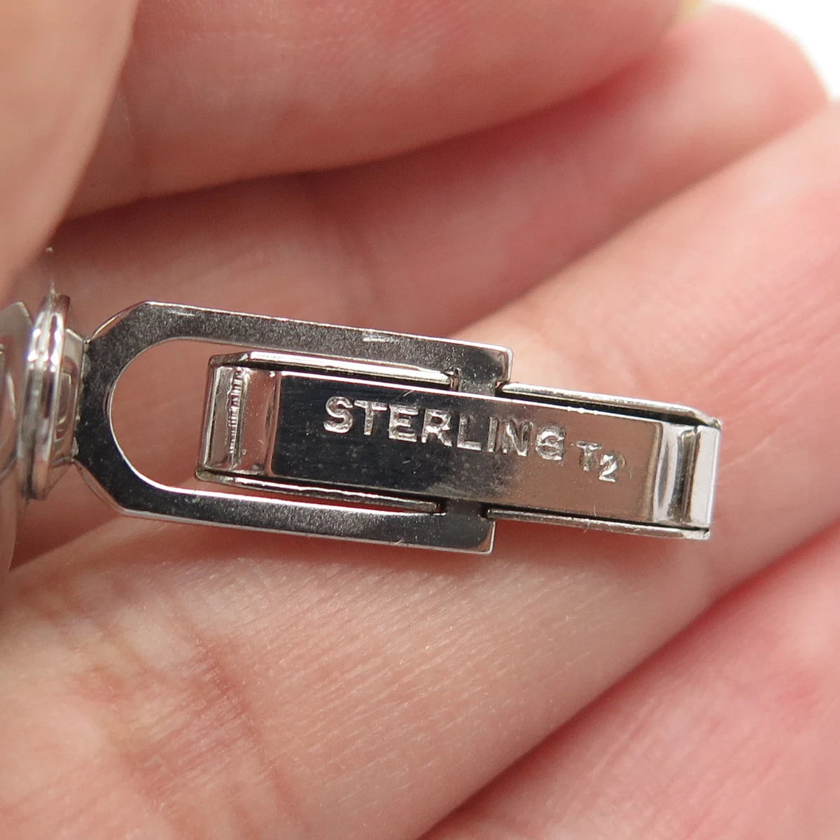 925 Sterling Silver Vintage Real Cabochon Sapphire Gem Swirl Round Cufflinks