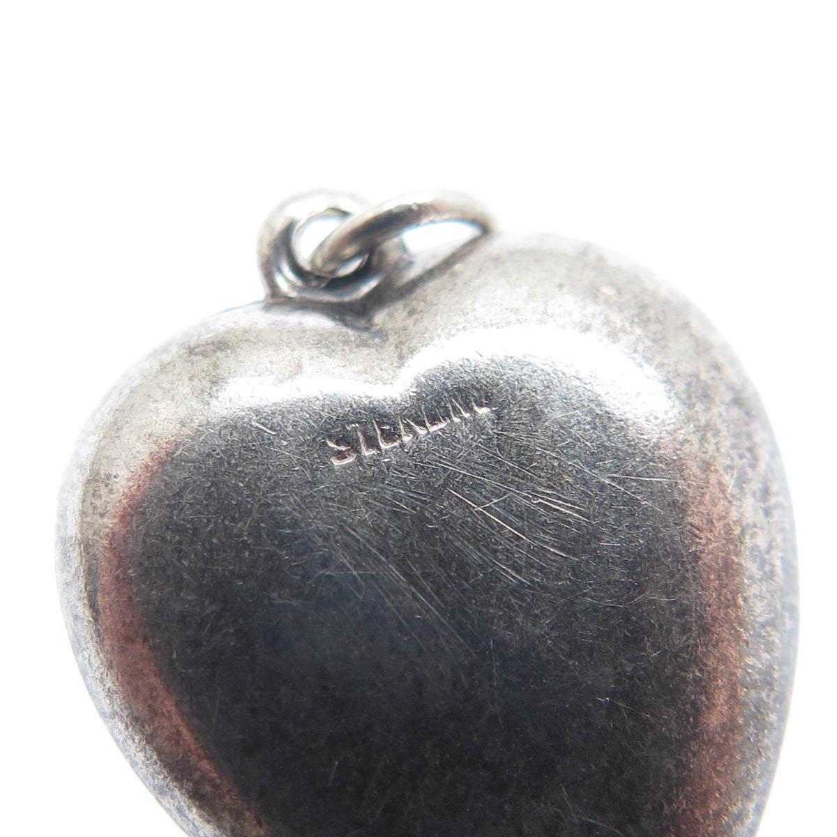 925 Sterling Silver Antique Art Deco Chatelaine Heart Minimalist Charm Pendant