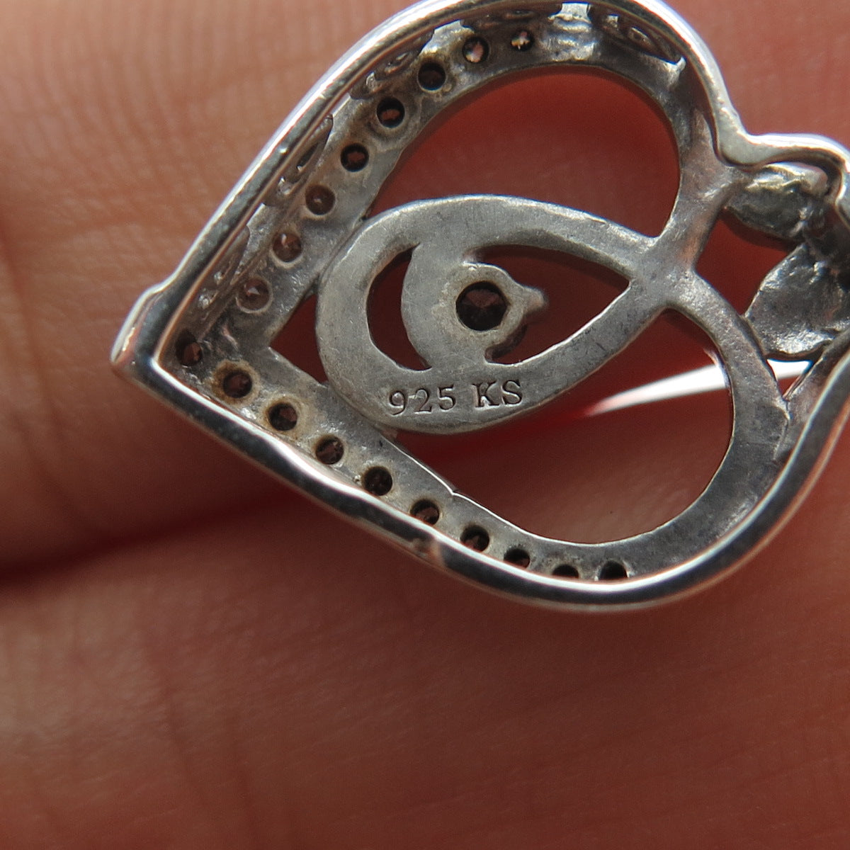 KENDRA SCOTT Sterling Silver Real Diamond Mom & Child Heart Mini Slide Pendant