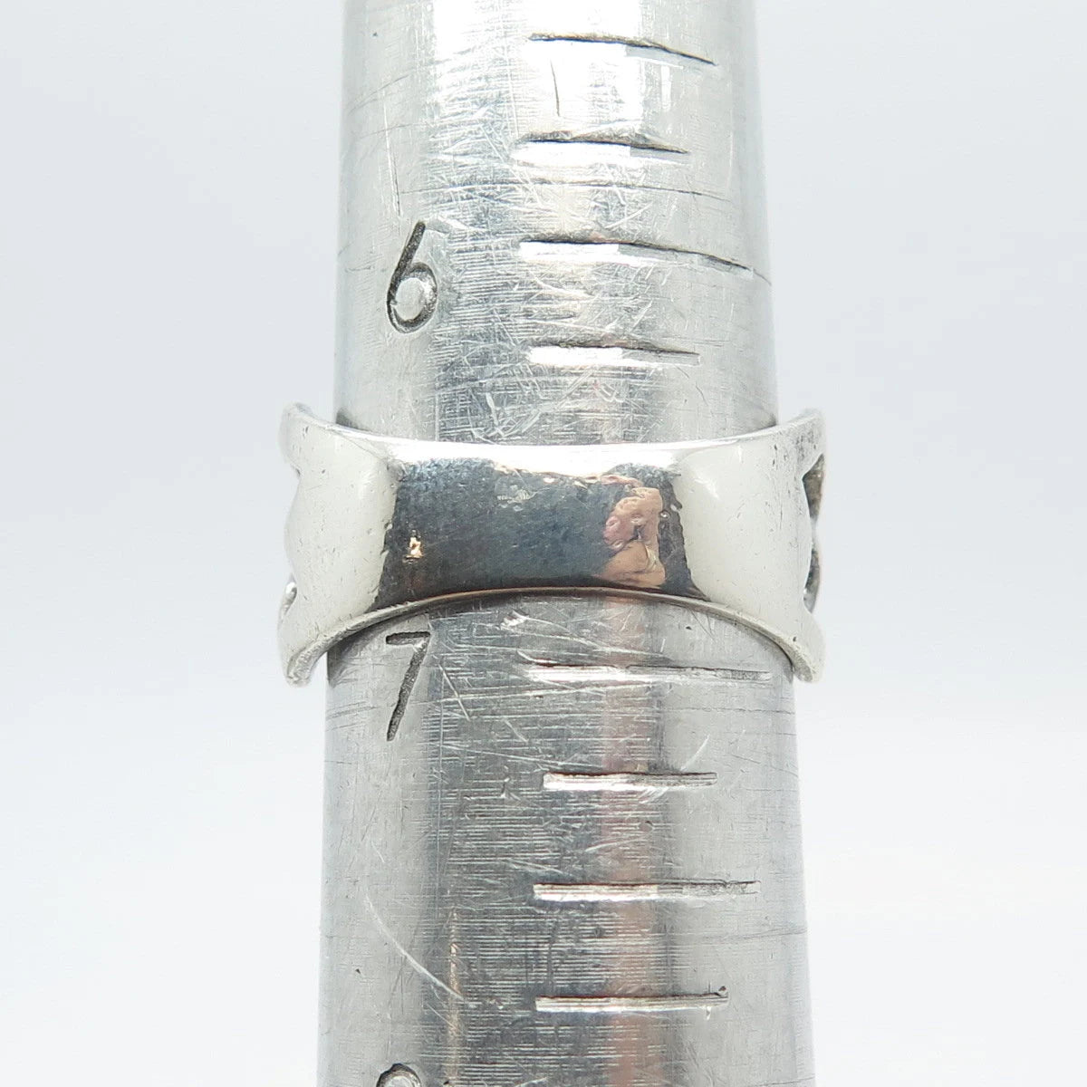 925 Sterling Silver Vintage Han Cuban Chain Ring Size 6.75