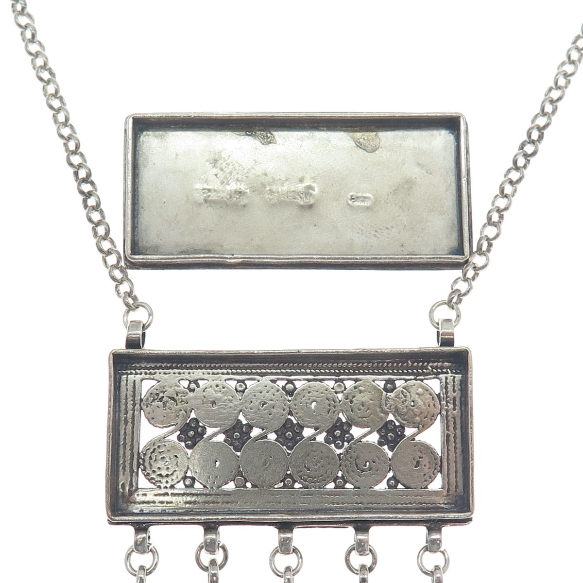 AZRIEL DAVID 925 Sterling Silver Vintage Locket Oxidized Rolo Chain Necklace 20"