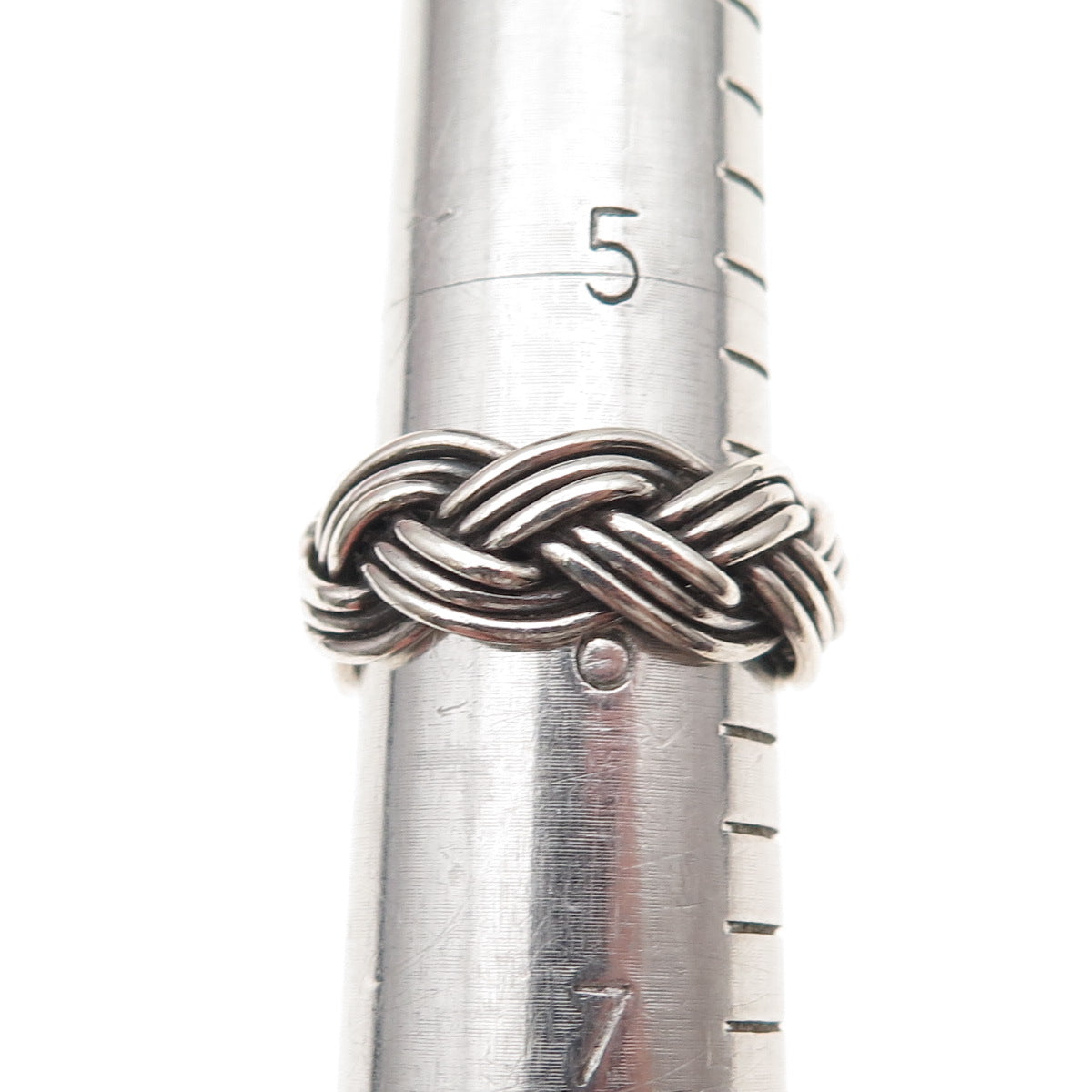 925 Sterling Silver Vintage Mexico Braided Oxidized Band Ring Size 6