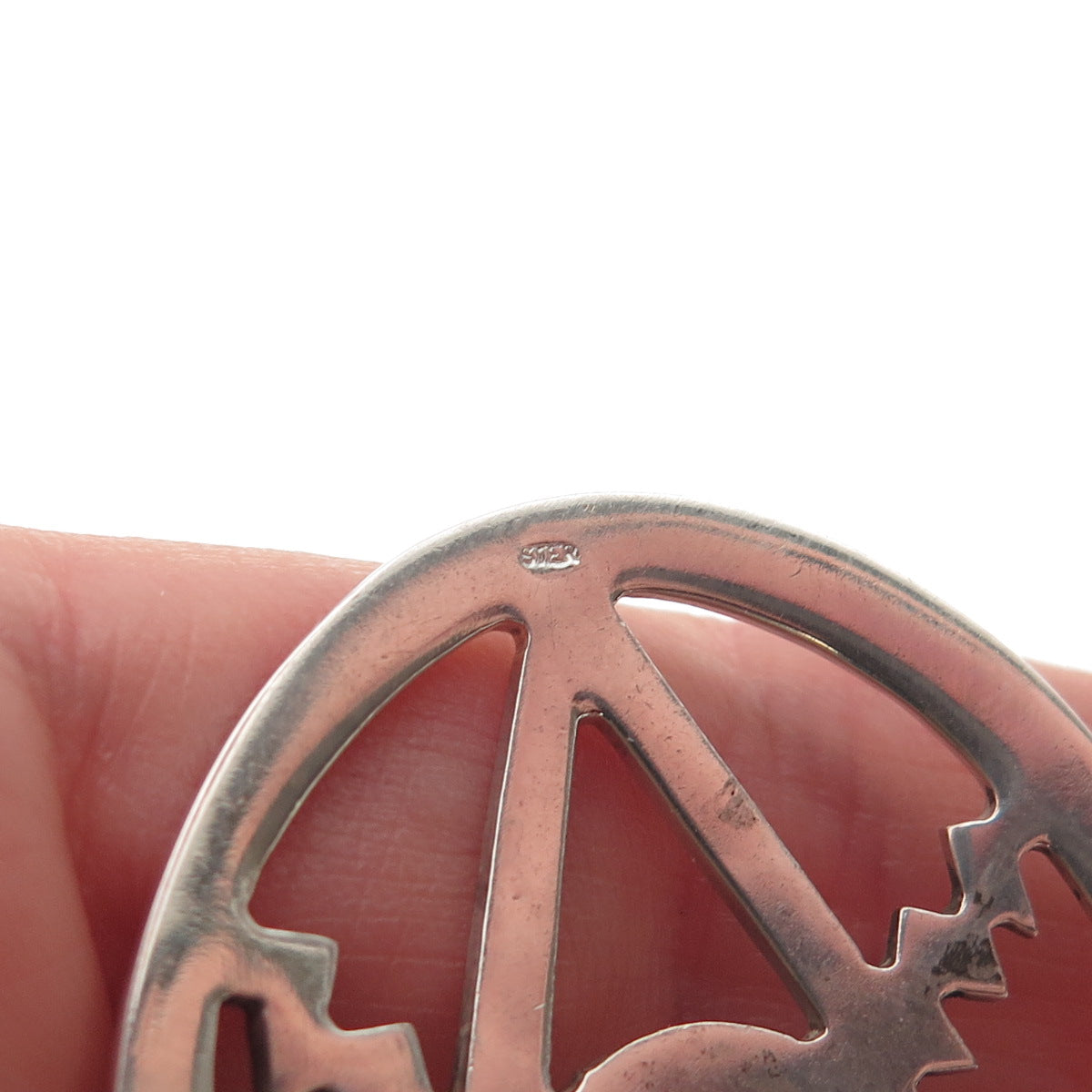 925 Sterling Silver Vintage Modernist Crescent Pendant