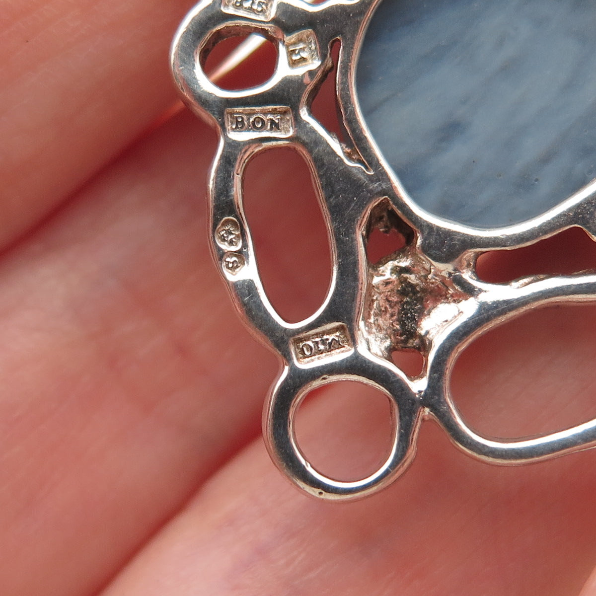 925 Sterling Silver Vintage 1986 BON Sweden Real Agate Modernist Pin Brooch