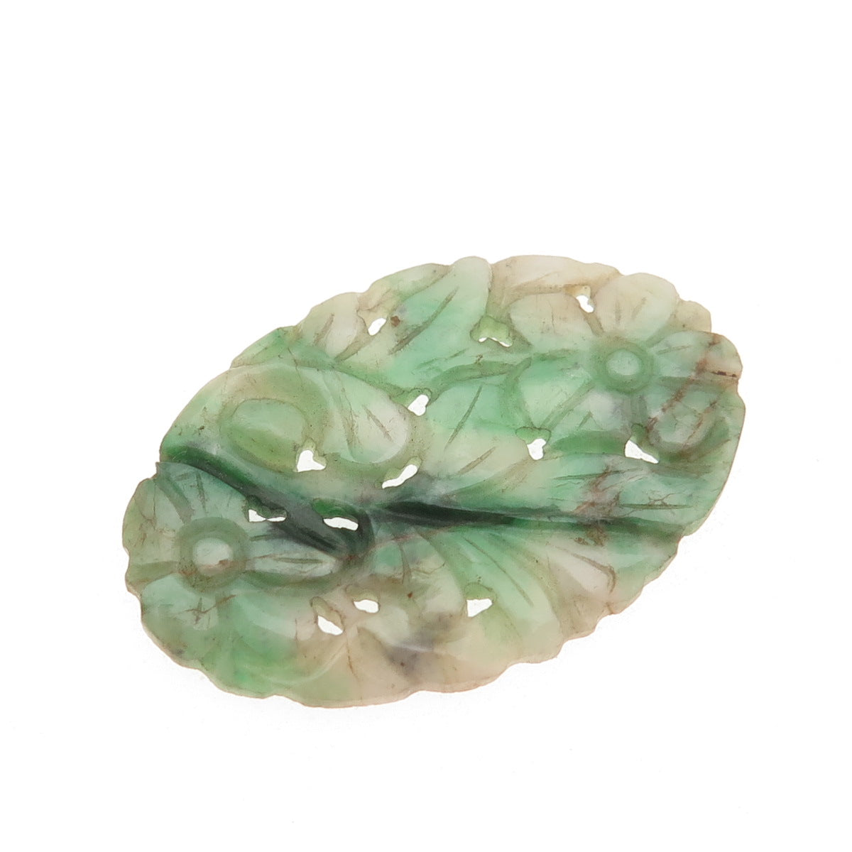 Antique China Real Carved Jade Floral for Pin Brooch / Pendant