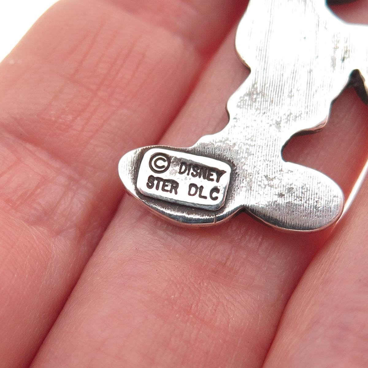 Disney 925 Sterling Silver Vintage Mickey Mouse Oxidized Slide Charm Pendant