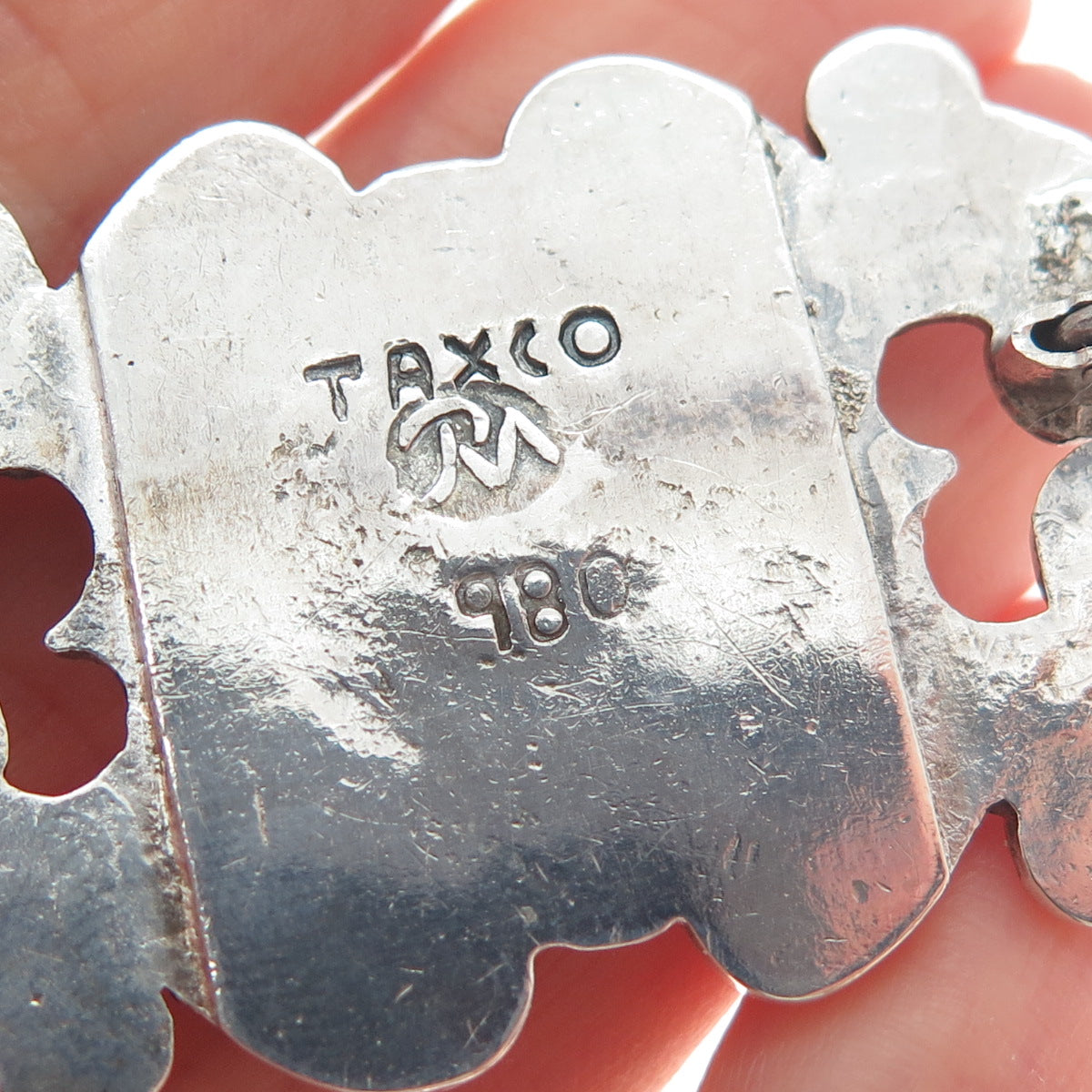 RAFAEL MELENDEZ 925 Sterling Silver Vintage Mexico Modernist Oxidized Pin Brooch