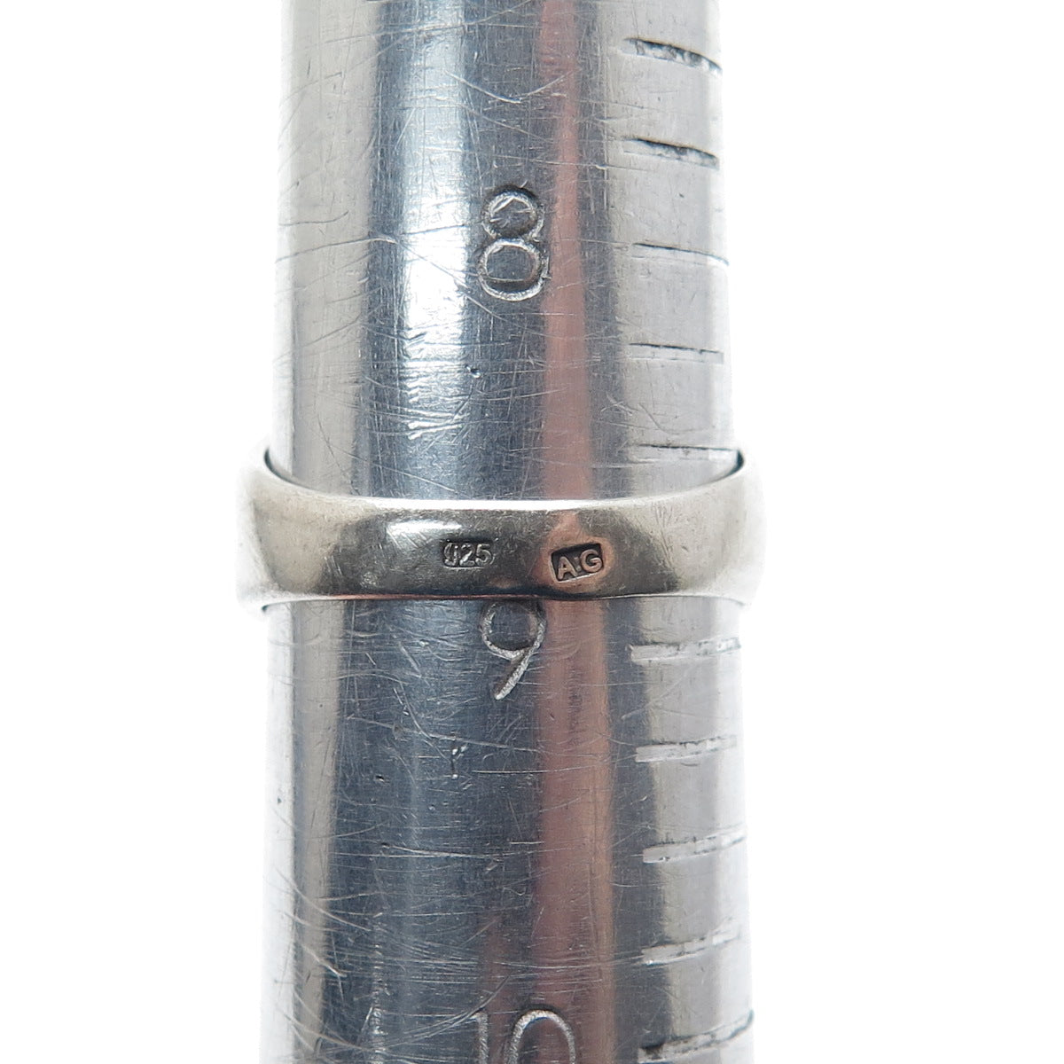 925 Sterling Silver Vintage AG Flower Arrow Oxidized Ring Size 8.75