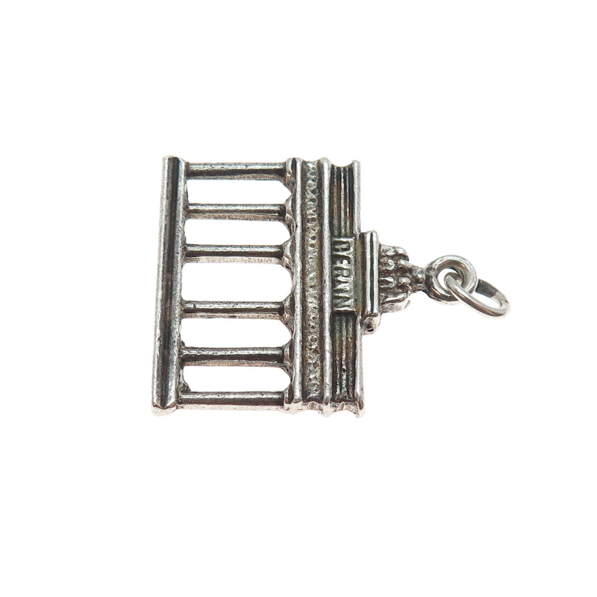 835 Silver Antique Berlin Brandenburg Gate Oxidized Mini Charm Pendant