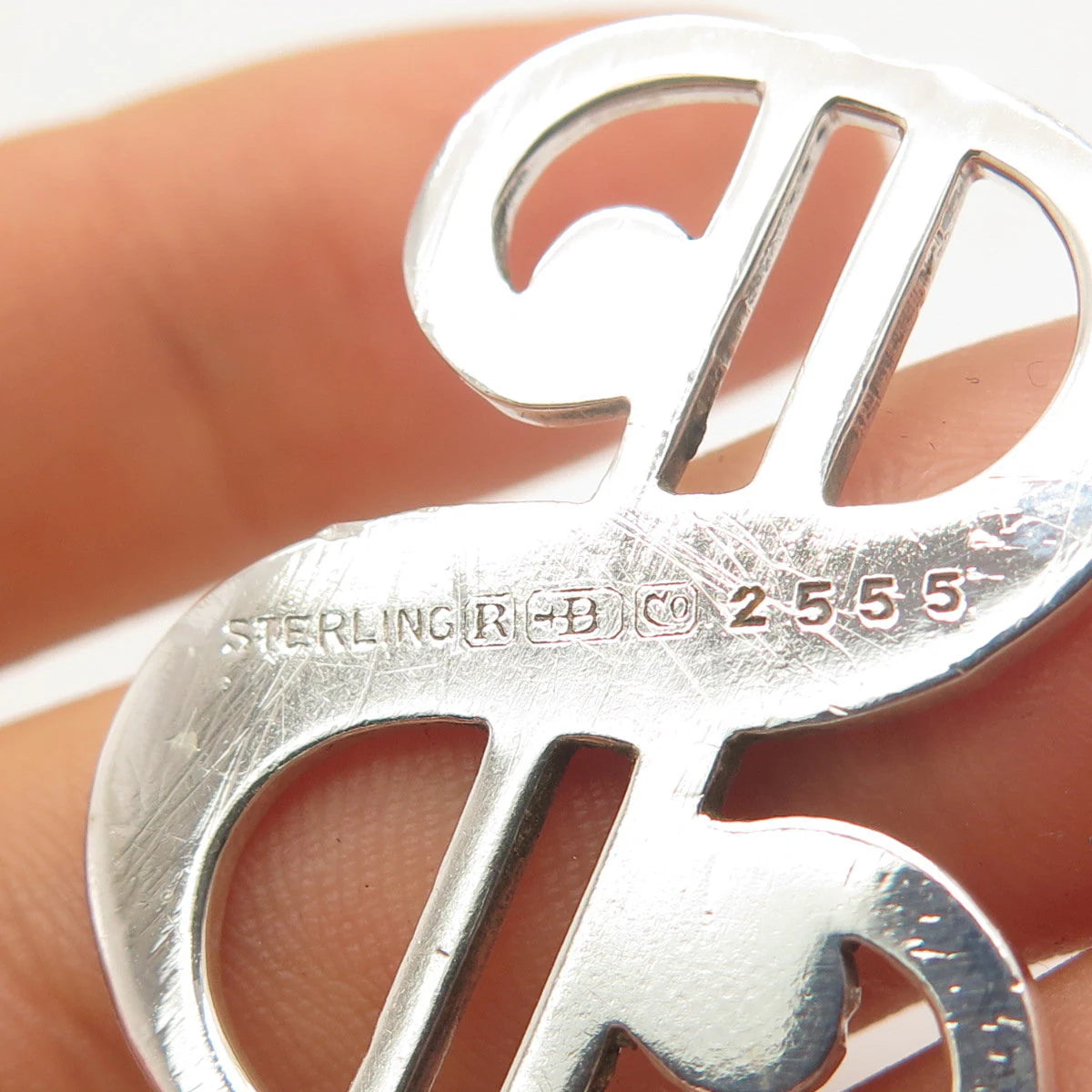 925 Sterling Silver Vintage Dollar Sign Pendant