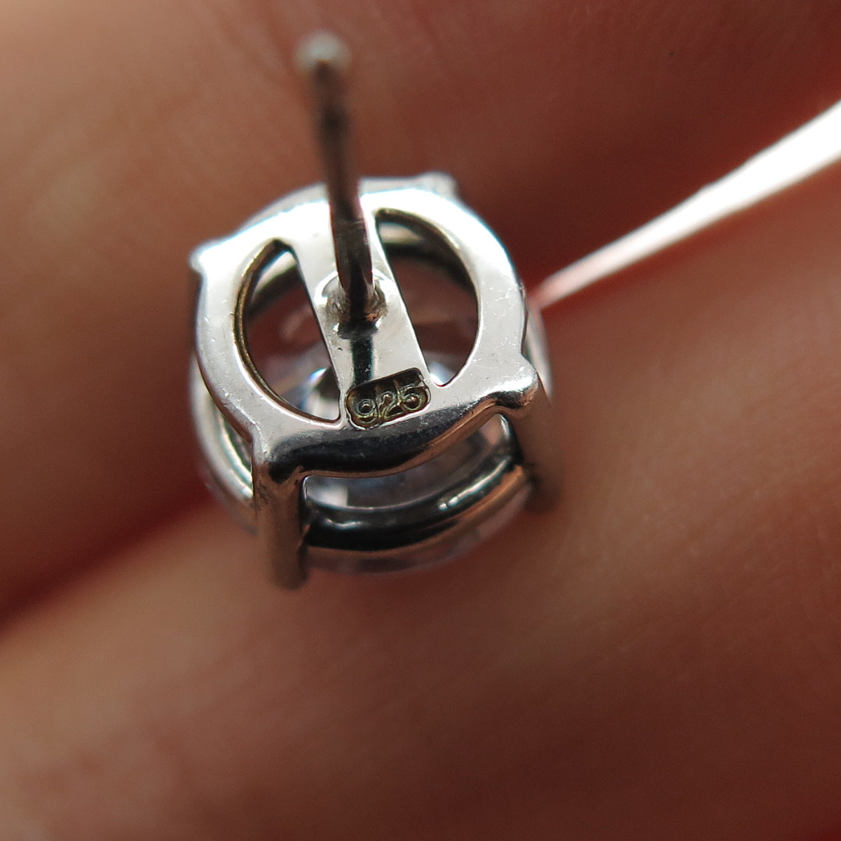 925 Sterling Silver Round-Cut C Z Stud Earrings