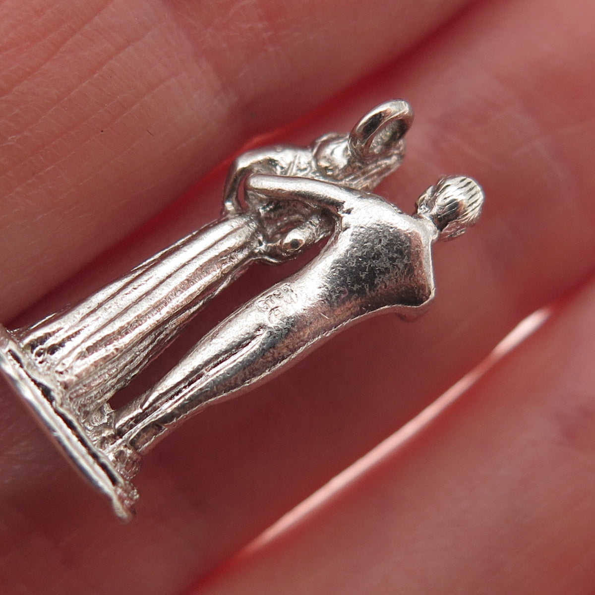925 Sterling Silver Vintage Bride & Groom Wedding 3D Mini Charm Pendant