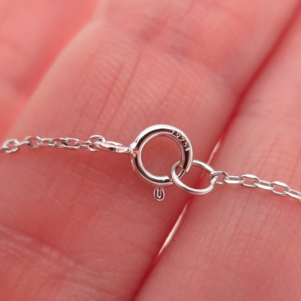 925 Sterling Silver Round-Cut C Z #Smile Cable Chain Necklace 16-18"