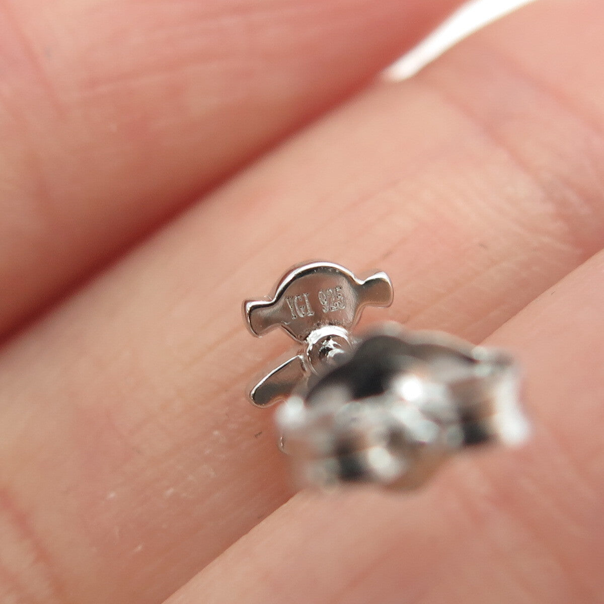 925 Sterling Silver Round-Cut C Z Baby Girl Stud Earrings