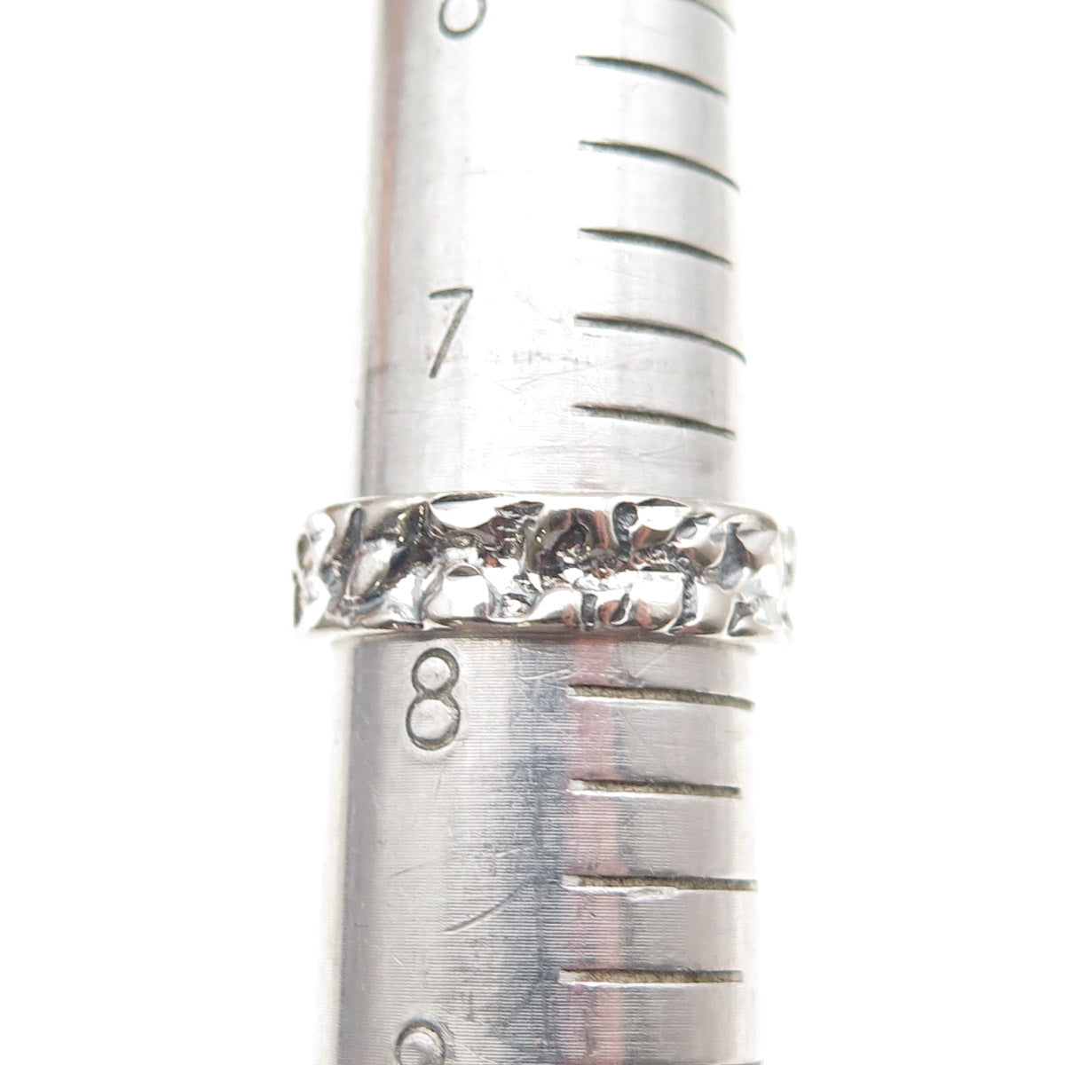 Lisa Lee Creations Sterling Silver Vintage Nugget Oxidized Band Ring Size 7.75