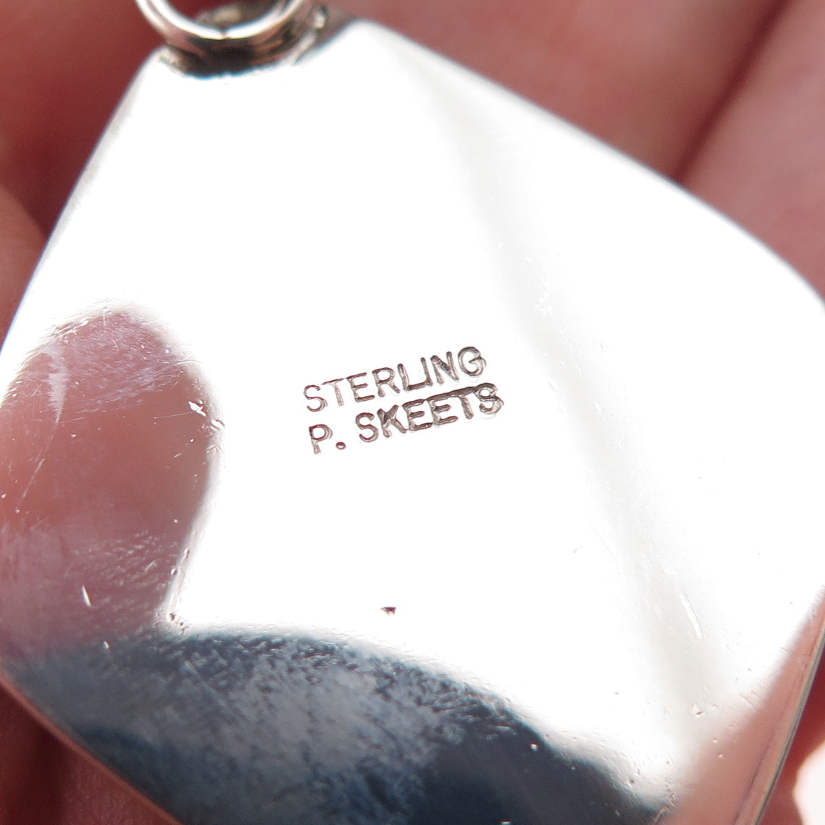 Peggy Skeets Navajo Old Pawn Sterling Silver Vintage Jasper & Turquoise Pendant