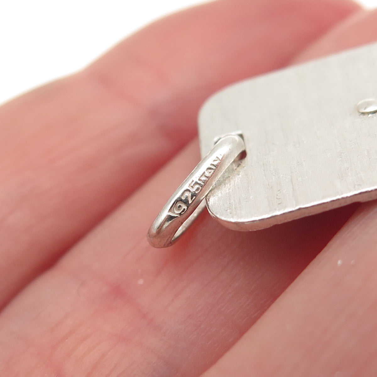 925 Sterling Silver Vintage Italy Jesus Tag Charm Pendant