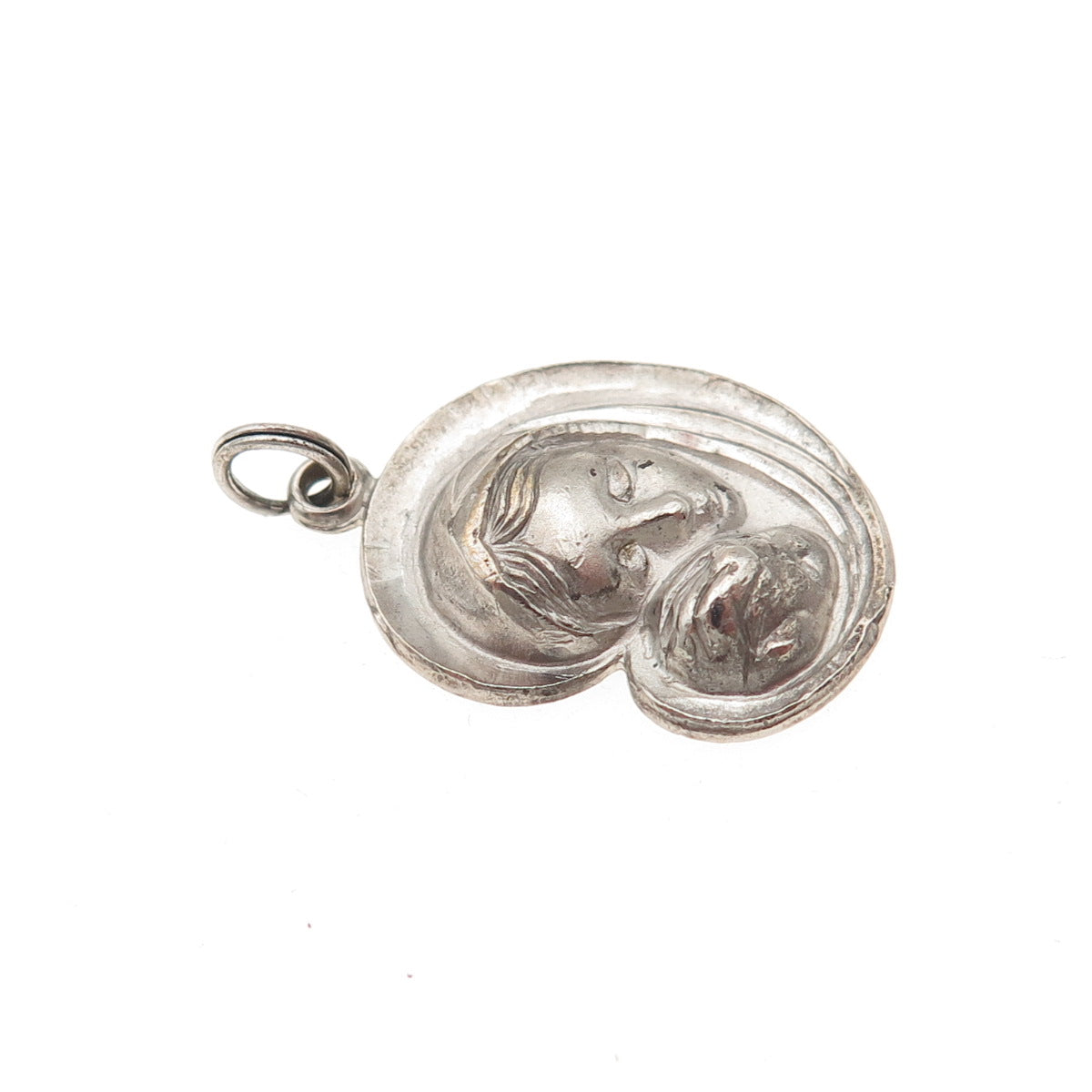 925 Sterling Silver Antique Art Deco St. Mary Jesus Religious Mini Charm Pendant