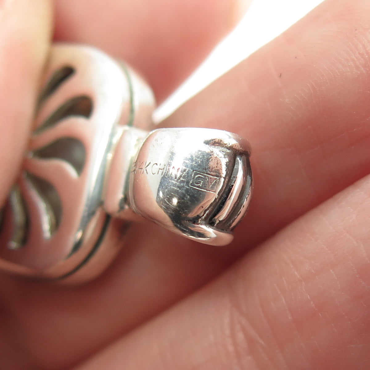 925 Sterling Silver & 14K Yellow Gold Vintage Real Mother-of-Pearl Roped Pendant