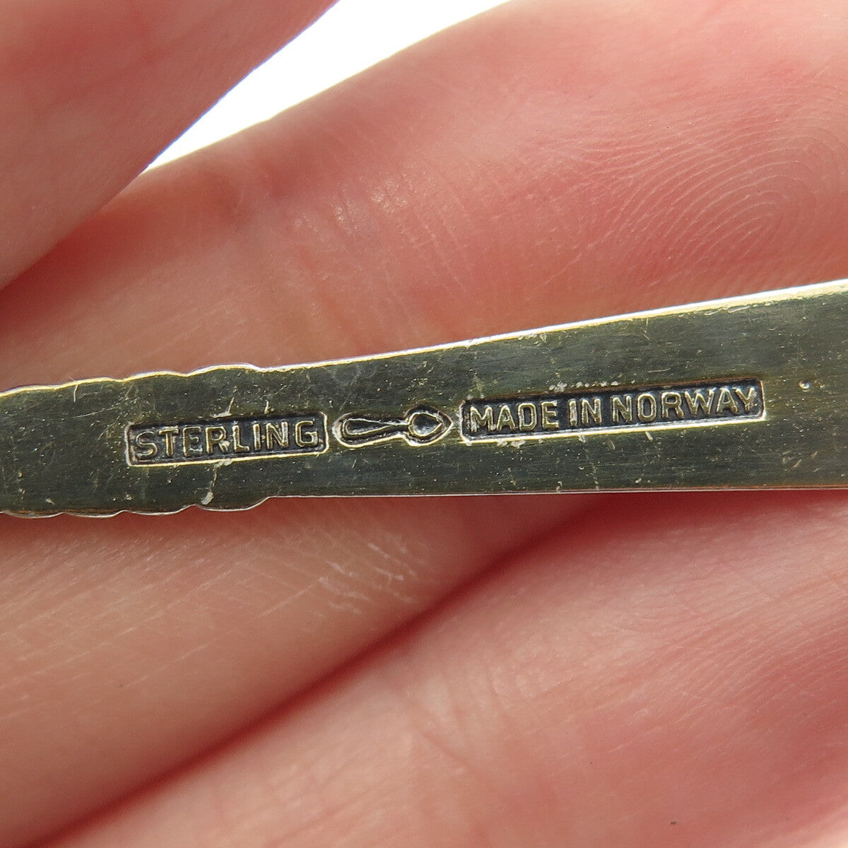NILS HANSEN 925 Sterling Silver Gold Plated Vintage Norway Enamel Coffee Spoon