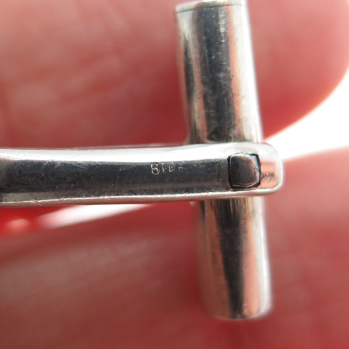 925 Sterling Silver Vintage Real Cabochon Black Obsidian Cufflinks