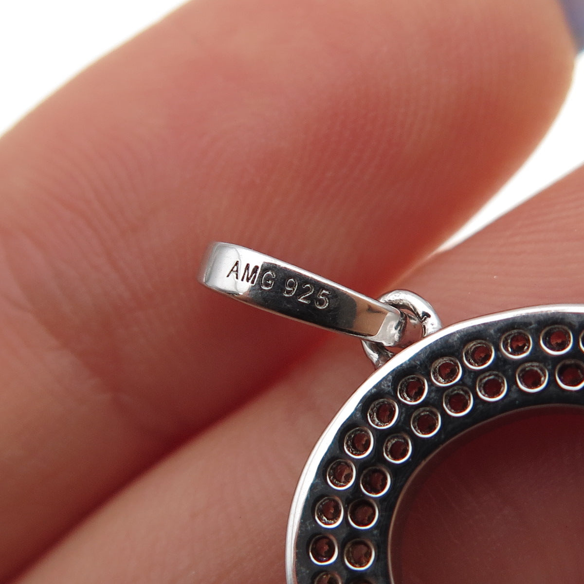 925 Sterling Silver Round-Cut C Z Letter O Initial Charm Pendant