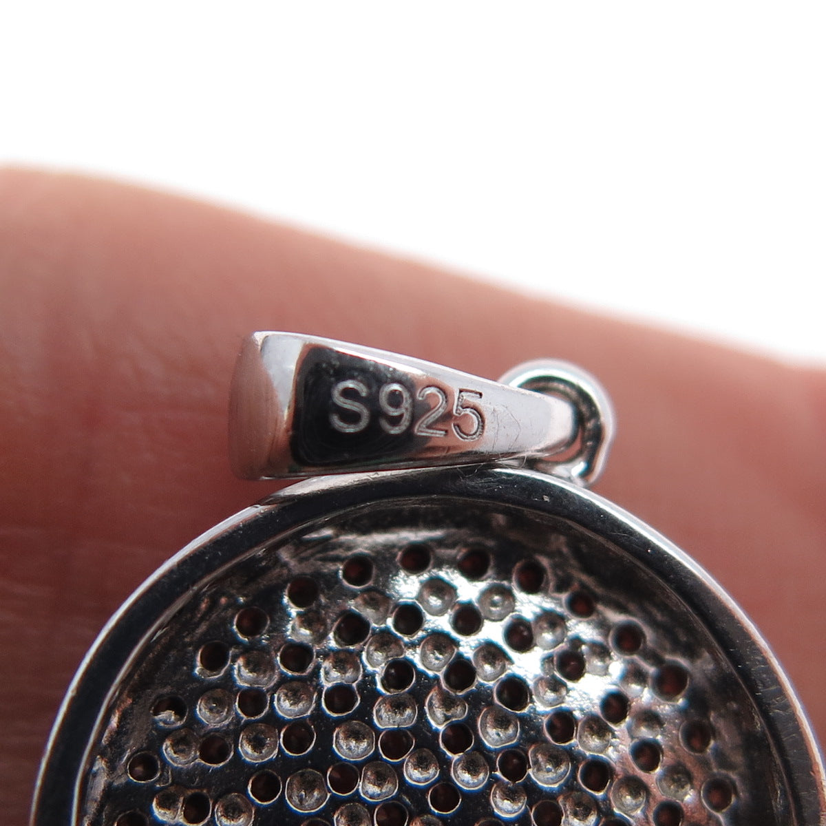 925 Sterling Silver Round-Cut C Z Sparkle Disc Charm Pendant