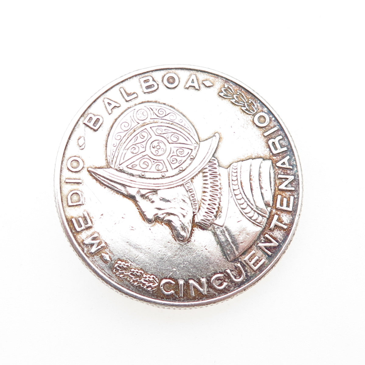 900 Silver Vintage 1953 Panama 1/2 Balboa Coin Pin Brooch