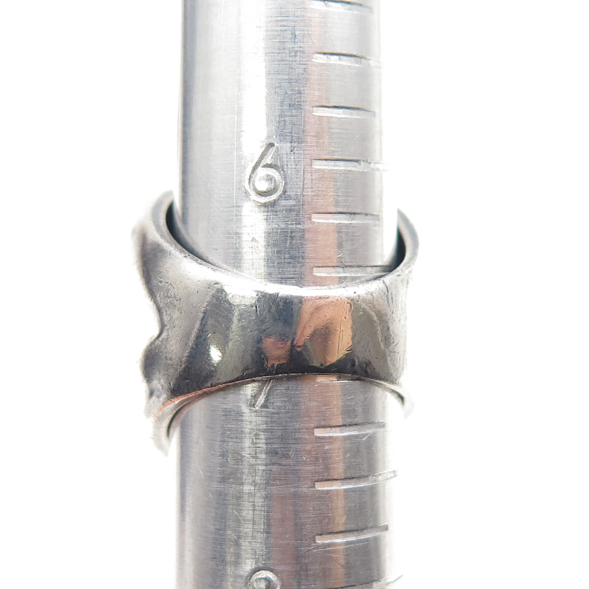 925 Sterling Silver Vintage Modernist Ribbed Oxidized Ring Size 7