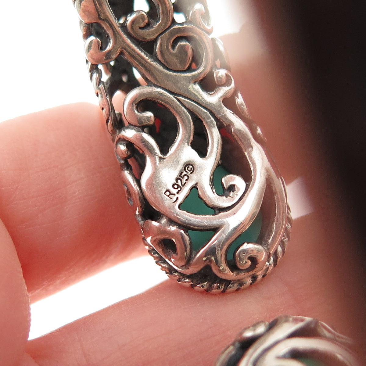 CAROLYN POLLACK 925 Sterling Silver Vintage Real Doublet MOP Swirl Bracelet 6.5"