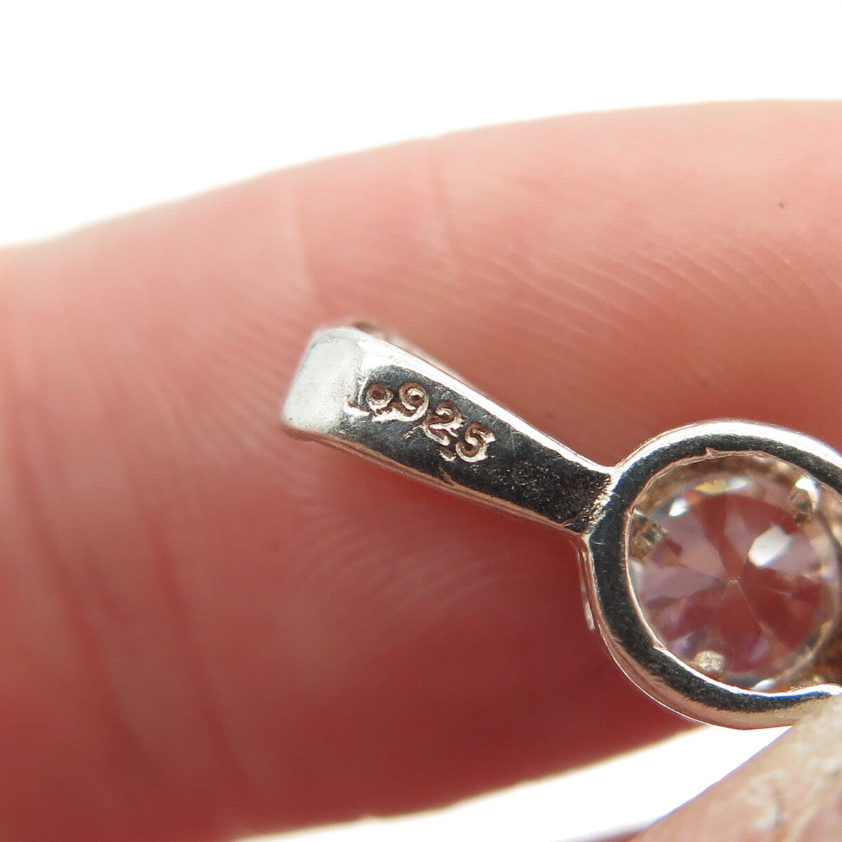 925 Sterling Silver White & Blue C Z Articulated Girl Pendant