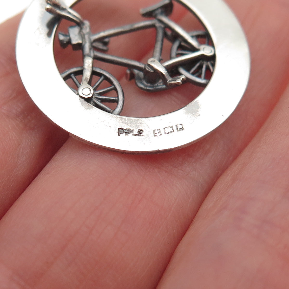 Payton Pepper & Sons 925 Sterling Silver Vintage 1964 Birmingham Bicycle Pendant