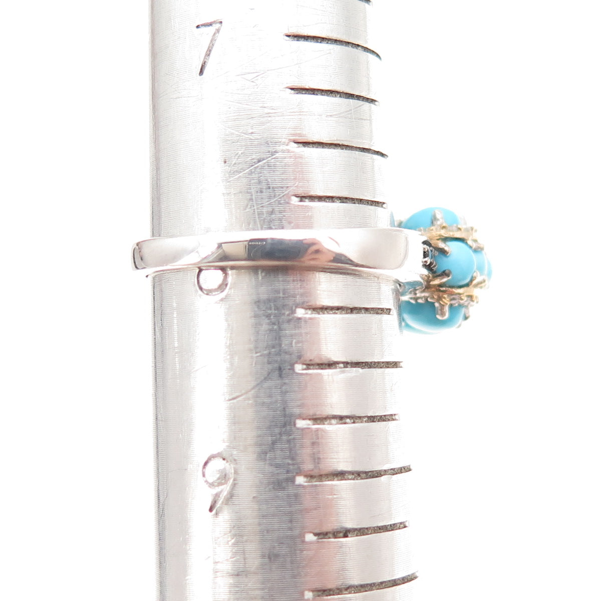 Chuck Clemency 925 Sterling Silver Real Turquoise Spinel White Topaz Ring Size 8