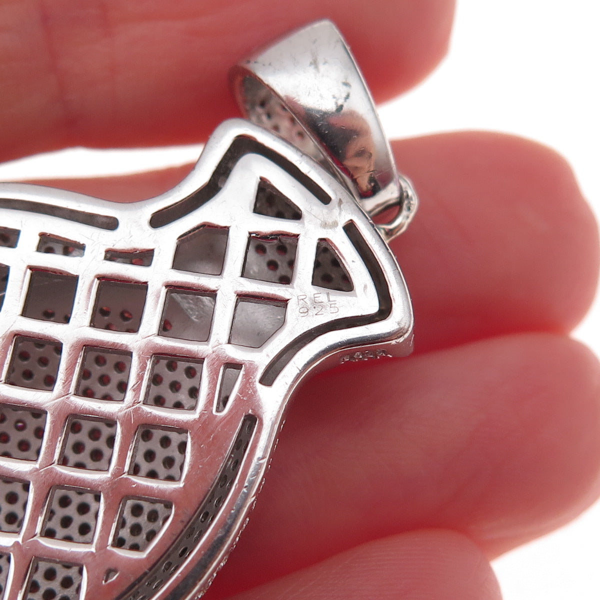 925 Sterling Silver Round-Cut C Z Boxing Glove Pendant