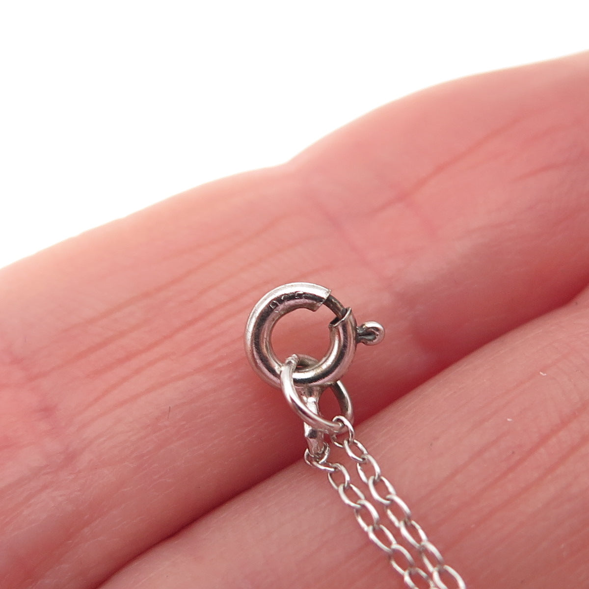 925 Sterling Silver Real Round-Cut Blue Diamond Cable Chain Necklace 18-20"