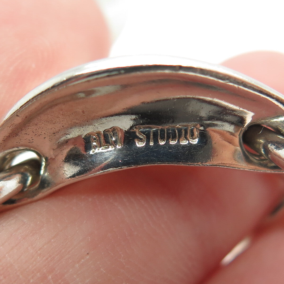ROBERT LEE MORIS 925 Sterling Silver Vintage Modernist Link Bracelet 7.75"
