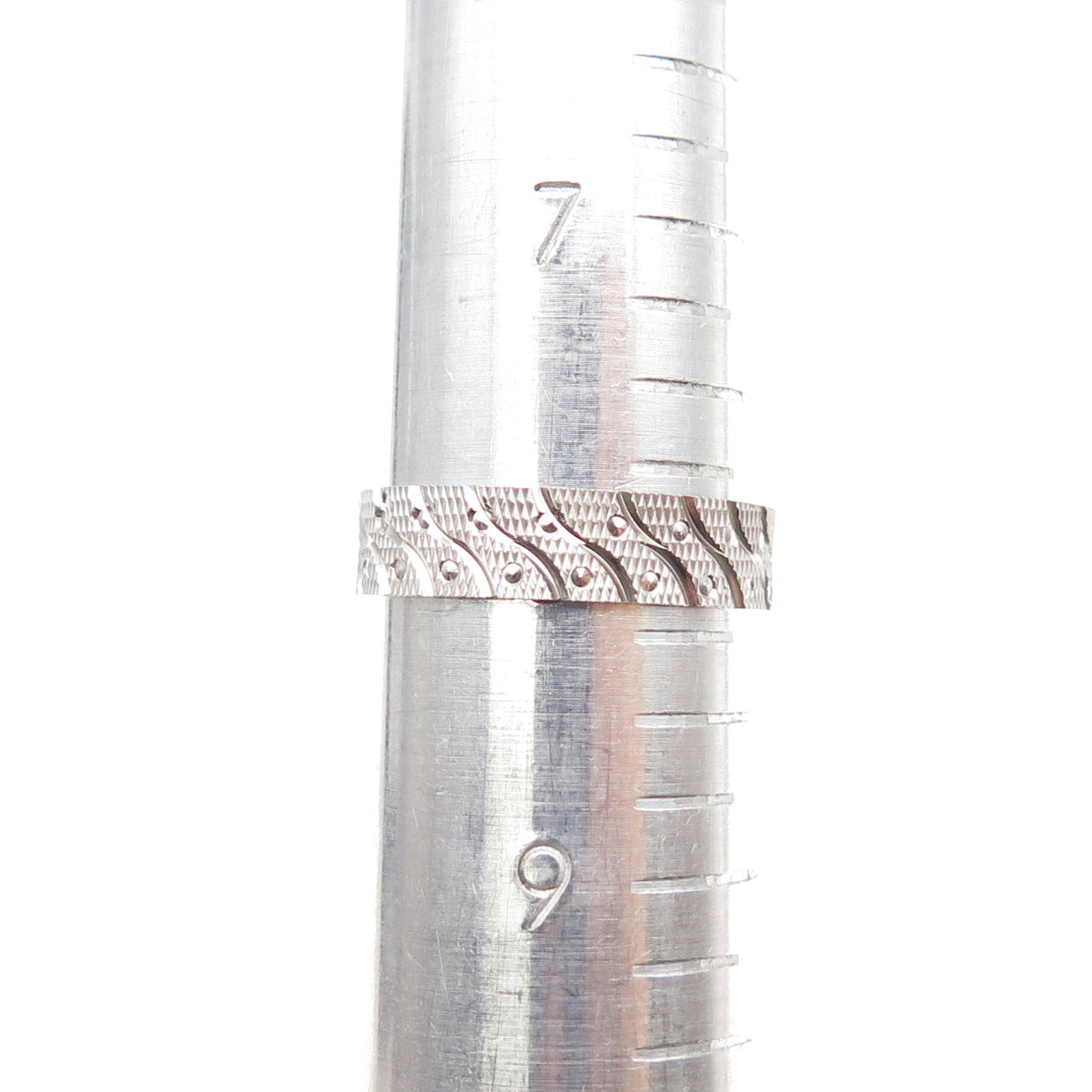 AMRY 925 Sterling Silver Engraved Band Ring Size 8.25