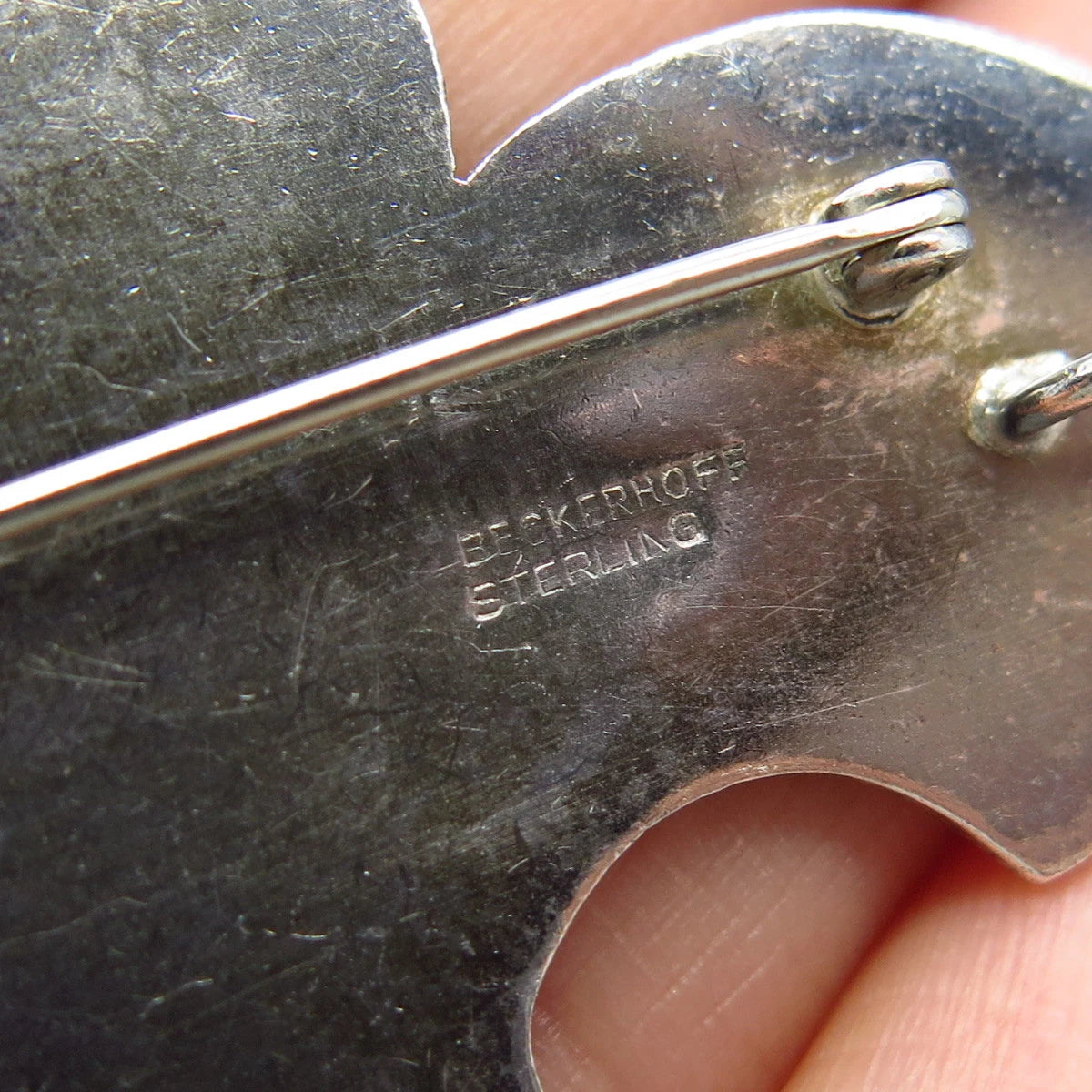925 Sterling Silver Vintage Beckerhoff Modernist Pin Brooch / Pendant