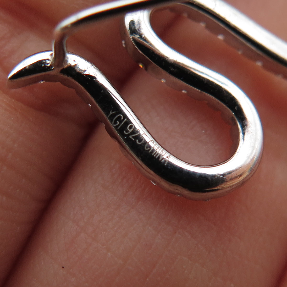 925 Sterling Silver Round-Cut C Z Snake Dangle Earrings