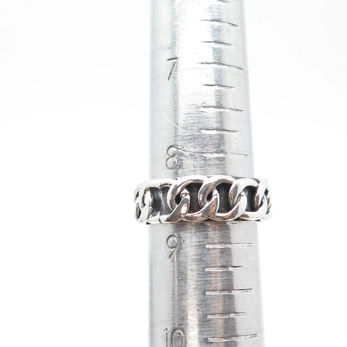 925 Sterling Silver Vintage Cable Link Style Oxidized Band Ring Size 8.75
