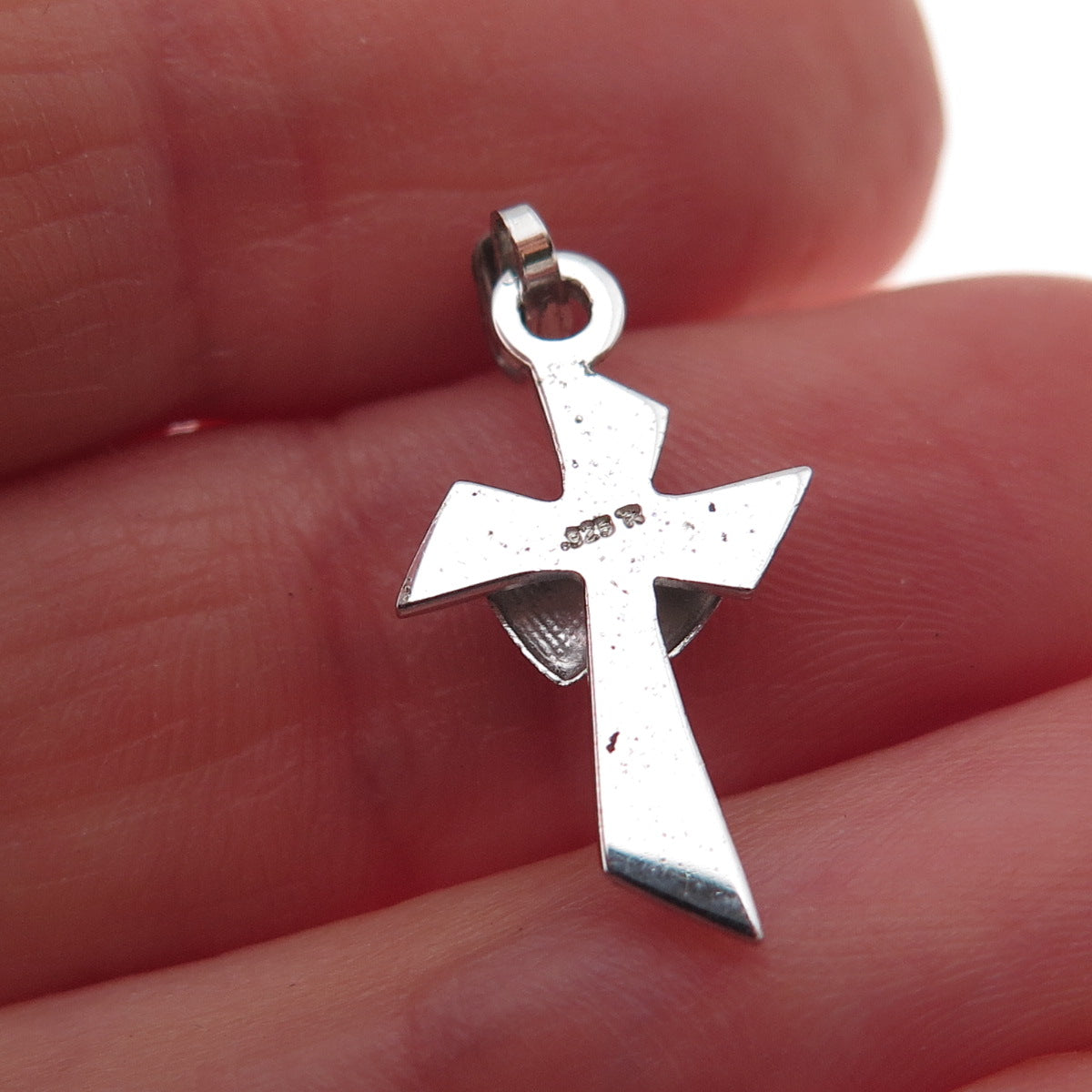 Tru-Kay 925 Sterling Silver Vintage Heart Couple Cross Charm Pendant